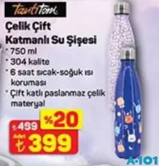 TANTİTONİ ÇELİK ÇİFT KATMANLI SU ŞİŞESİ 750 ML